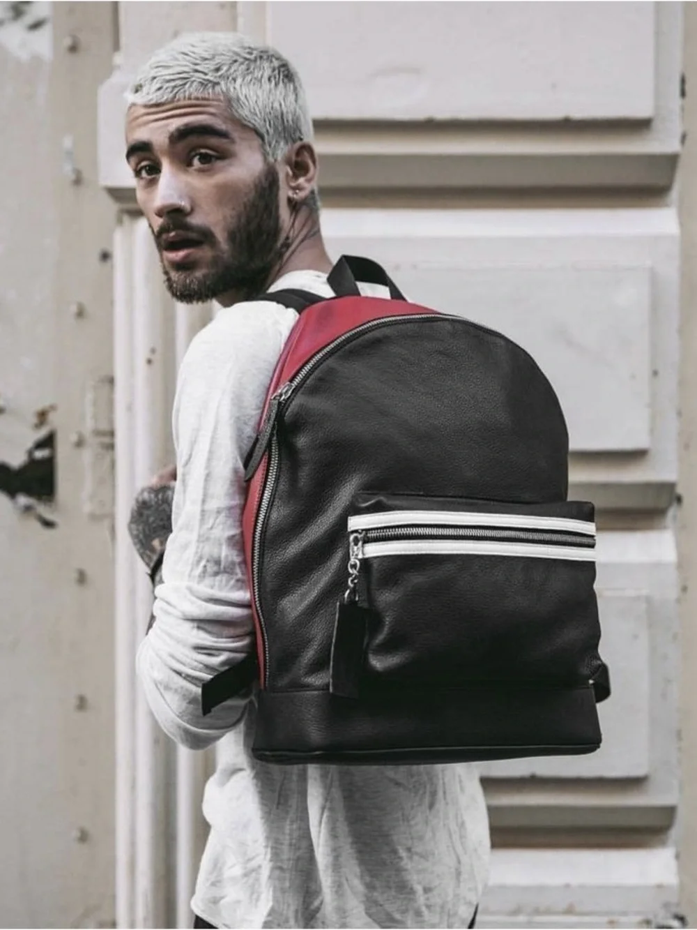 The Kooples x Zayn Malik Black & Red Leather Backpack